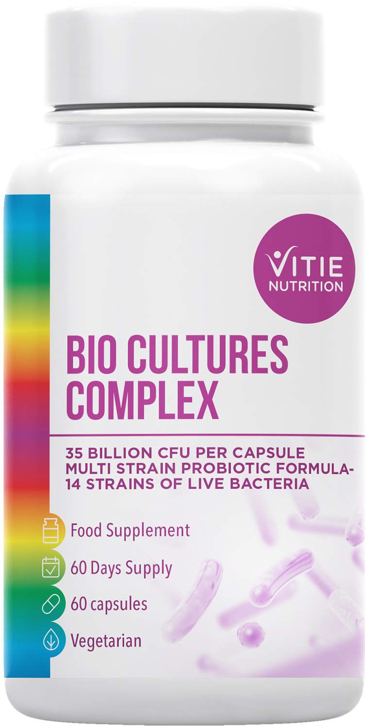 VIitie Nutrition Bio Cultures Complex Probiotic Supplements with 35 Billion CFU and 14 Bacteria Strains per Capsule - Max Strength & Potency - Vegetarian Probiotic for Digestion and Immune Support