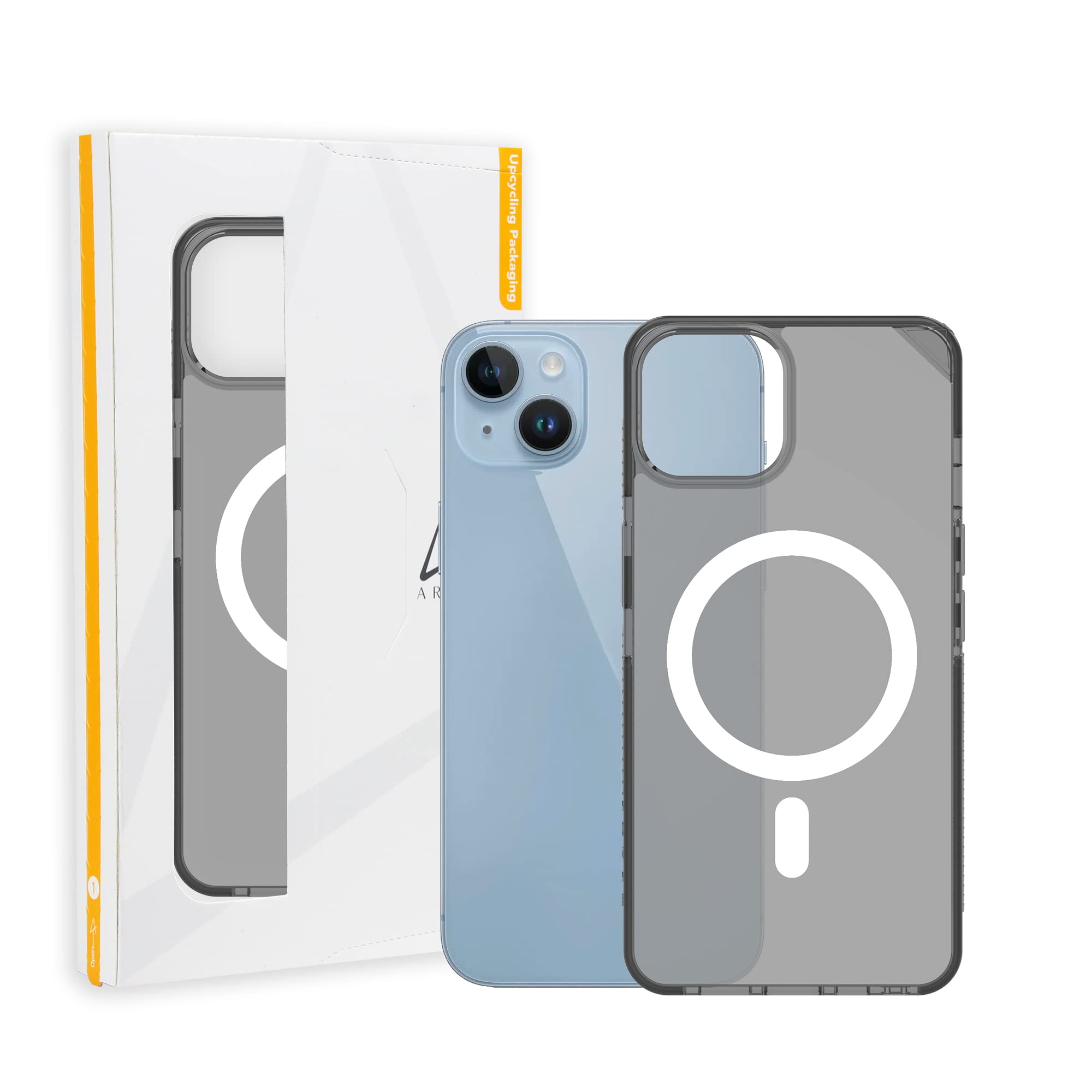 ARMORSignature Case Compatible for MagSafe, for iPhone 14 (Crystal Grey with Grey Tape)