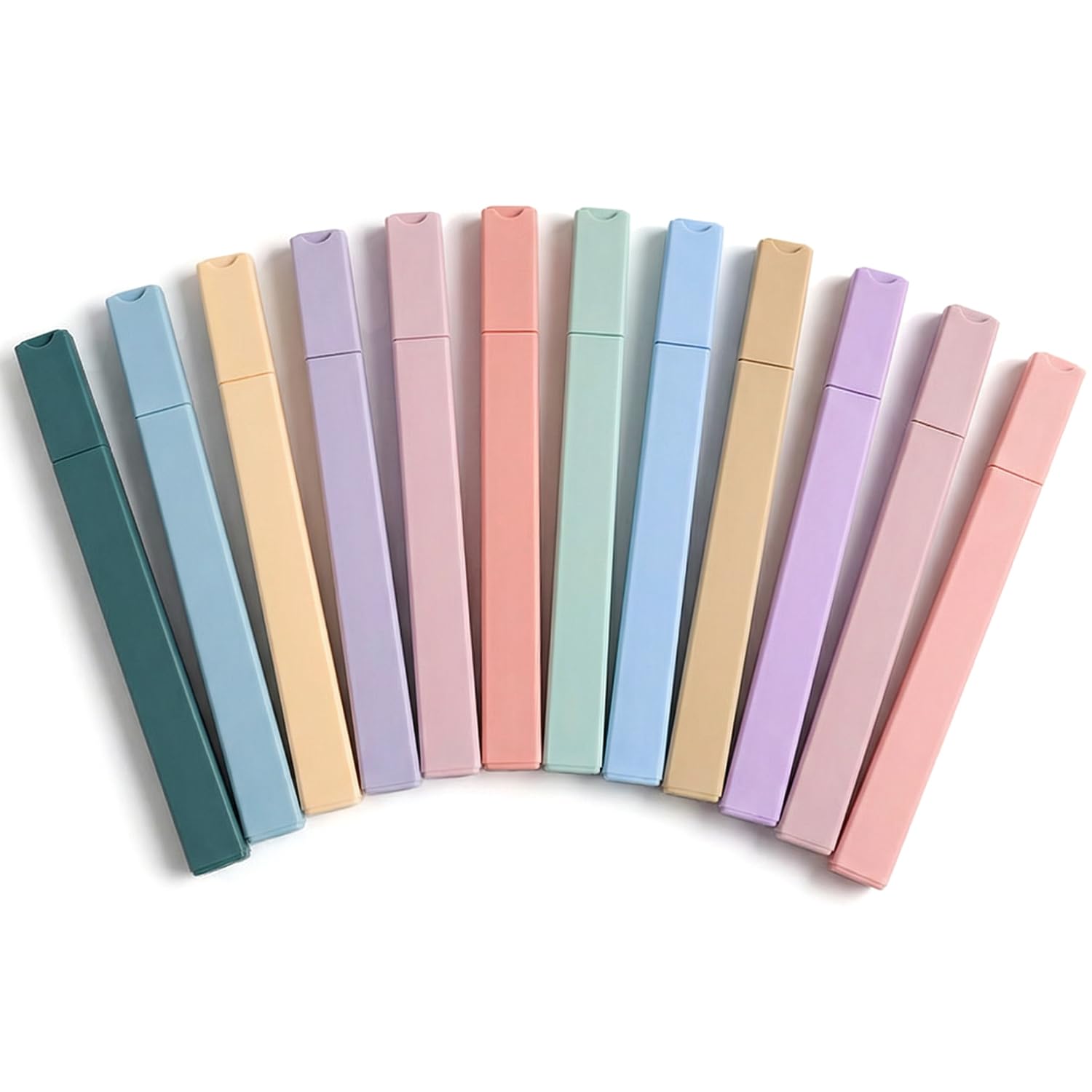 Ousuwo 12Pcs Pastel Highlighter, with Soft Chisel Tip No-Bleed Bible Highlighters & Pens in Square Barrel for Notes and Journaling