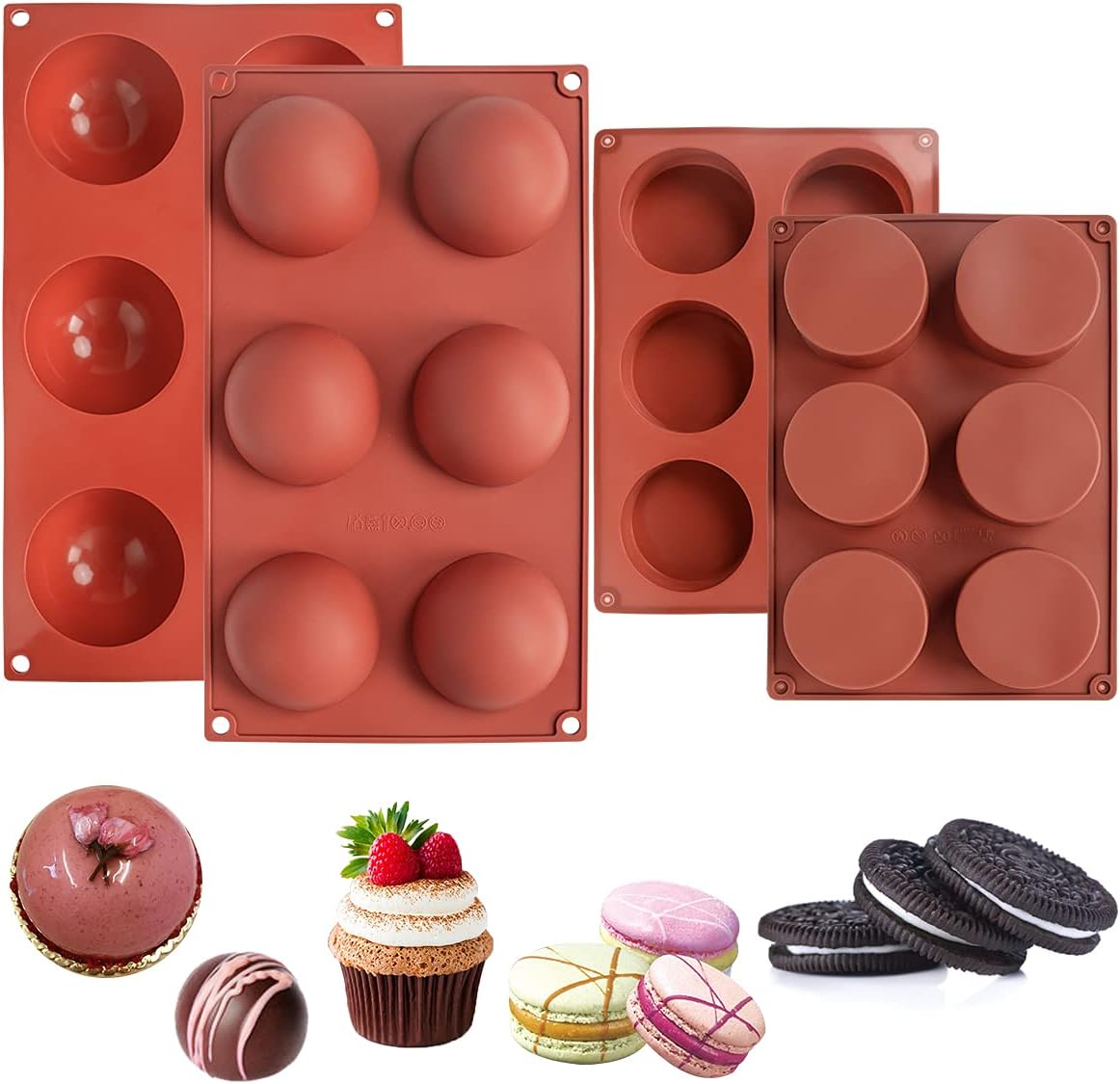 2Pcs Disc Baking Silicone Mold 6Cavity Round Silicone Baking Mold for