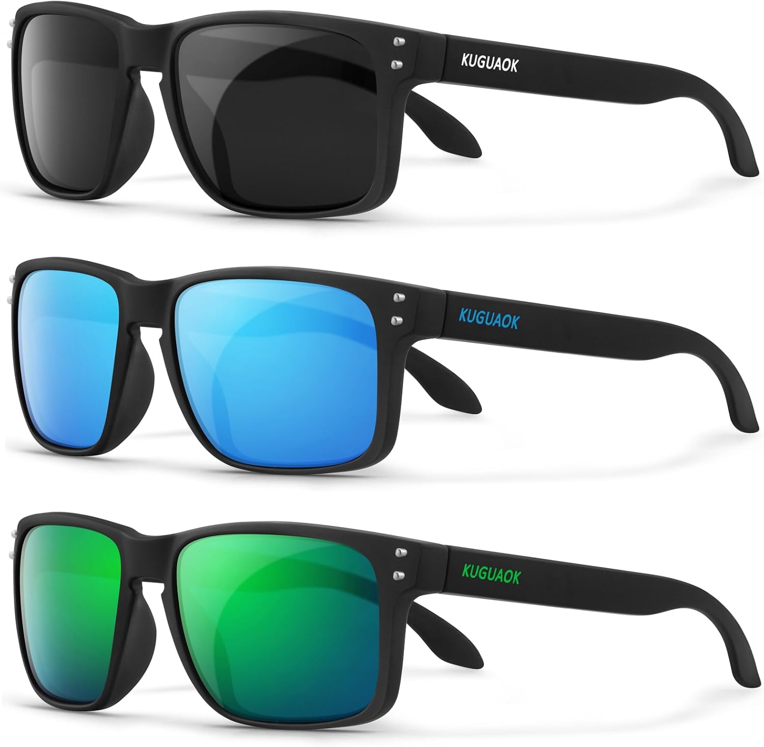 KUGUAOK Gafas de sol cuadradas polarizadas para hombres y mujeres, con acabado mate, gafas de sol con protección UV