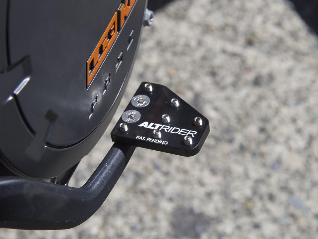 AltRider Rear Brake Enlarger Plate for KTM, Husqvarna, Norden 901 – Billet Aluminum Pedal Extension with Grip Pins for Improved Foot Control on Off-Road & Adventure Bikes - Black