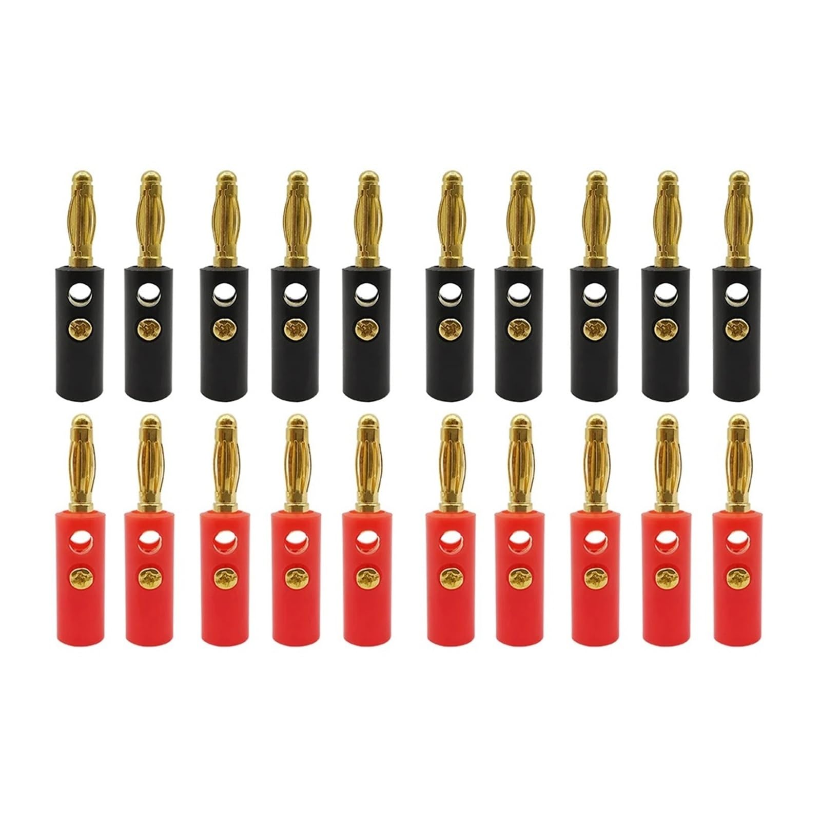 Lot de 20 fiches banane à vis plaquées or de 4 mm pour haut-parleur Rouge/noir (20 pièces rouge)