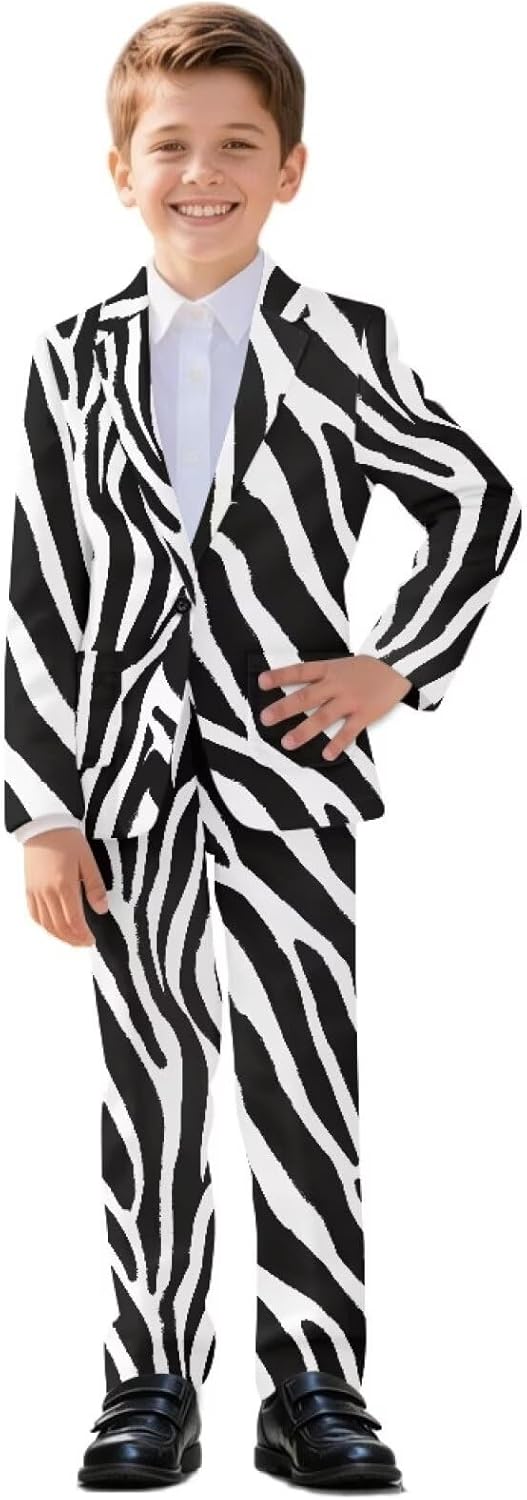 AFPANQZ Boys Wedding Guest Outfit Slim Fit Boys Blazer Pants Set, Classic Kids 2 Piece Sport Coats Suit with Pockets