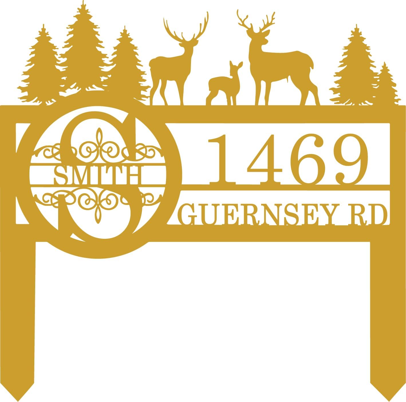 Personalized Deer Wildlife Decor for Outside, Custom Garden Address Sign with Metal Stake, Address House Number Sign, Name Farmhouse Decoration, Yard Housewarming Gift, Camping Decor for Outdoor