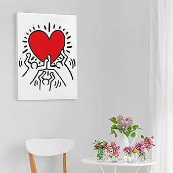 Amazon.co.jp: アートパネル キースヘリング ハート 装飾画 アート