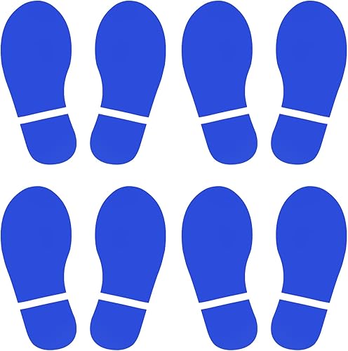 PATIKIL Adhesivo de huellas de 6 x 2.5 pulgadas, 4 pares de zapatos de PVC para decoración de clase, guía de escaleras, color azul