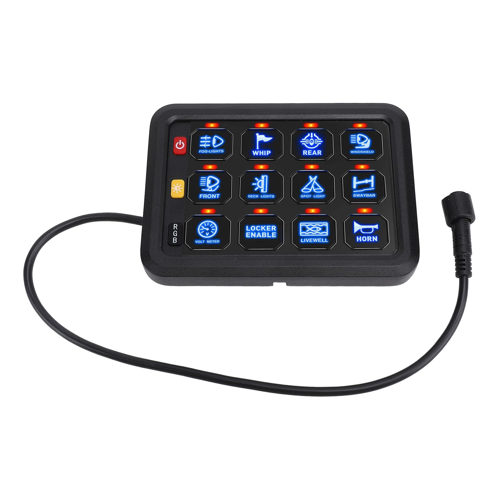 Tbest Panel Przełączników Gangowych RGB 12 12V 24V 80Amp 960W 1920W możliwość Przyciemniania Niebieskie Podświetlenie Dotykowy Panel Sterowania Skrzynka Przekaźnikowa dla RV Ciężarówka