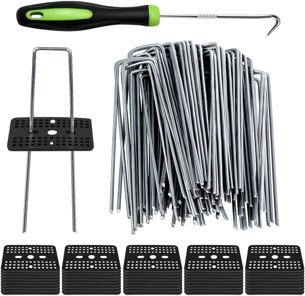 100pcs 6 inch Garden Stakes Staples + 100pcs Landscape