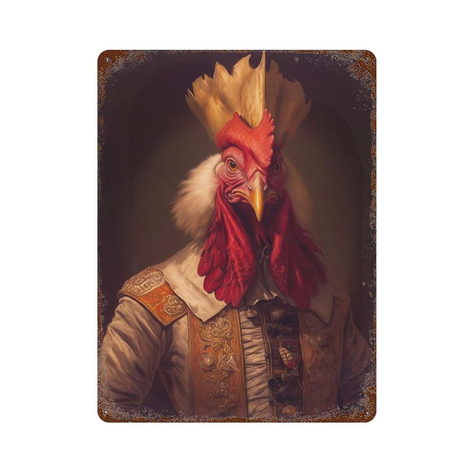 Rooster Retro Metal Sign 15.7"x11.8", for Garage, Bar And Workshop Decor, Shabby Chic Decor