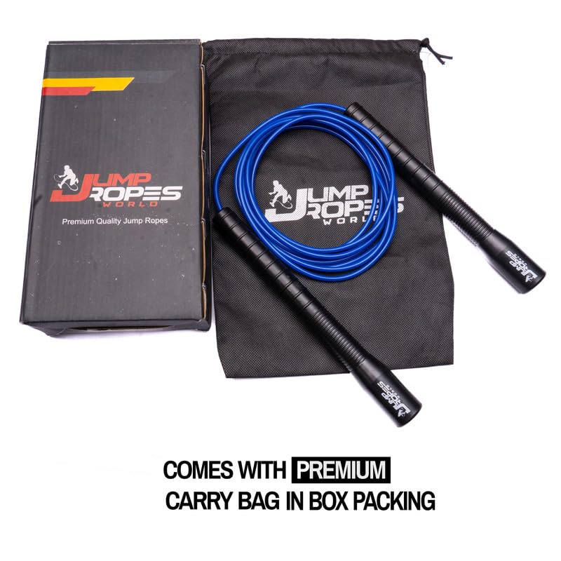 Image of World, Long Handle 4MM | Freestyle Adjustable PVC Skipping Rope for Men | Tangle-Free, Fast-Spinning Jump Rope for Beginners and Trick Training (Blue)
