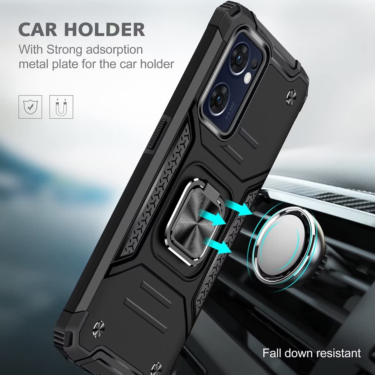 PEIYE Cover per Oppo Find X5 Lite (6.43), Silicone TPU Custodia con Calamita Supporto (Anello) Dietro -Blu