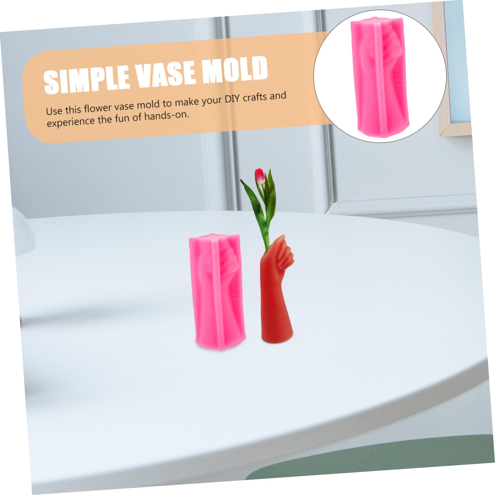 VILLCASE 2St Handgefertigte Blumentopfform handgemachte handmade künstlicher Farn zylindrisch epoxidharz formen Schminkpinsel Form für Zement Desktop-Deko-DIY-Form Rosa