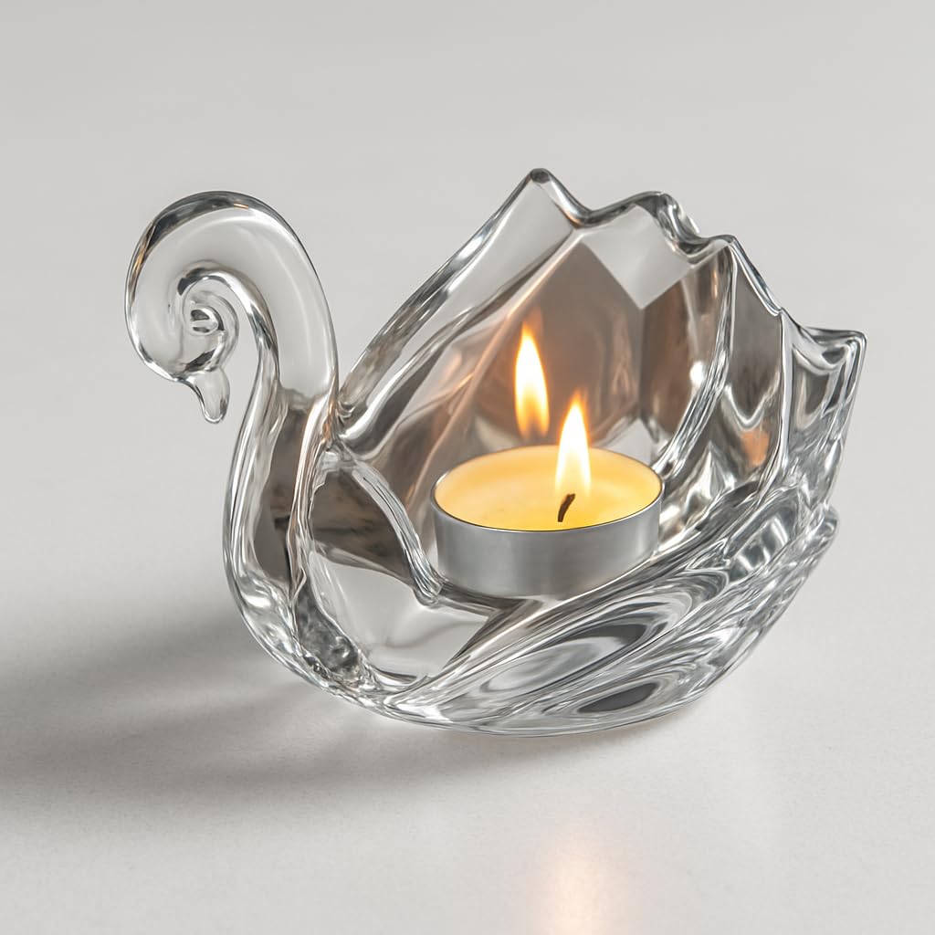 Glass Swan Tea Light Candle Holder Home Decor, Pack of 1-image-28