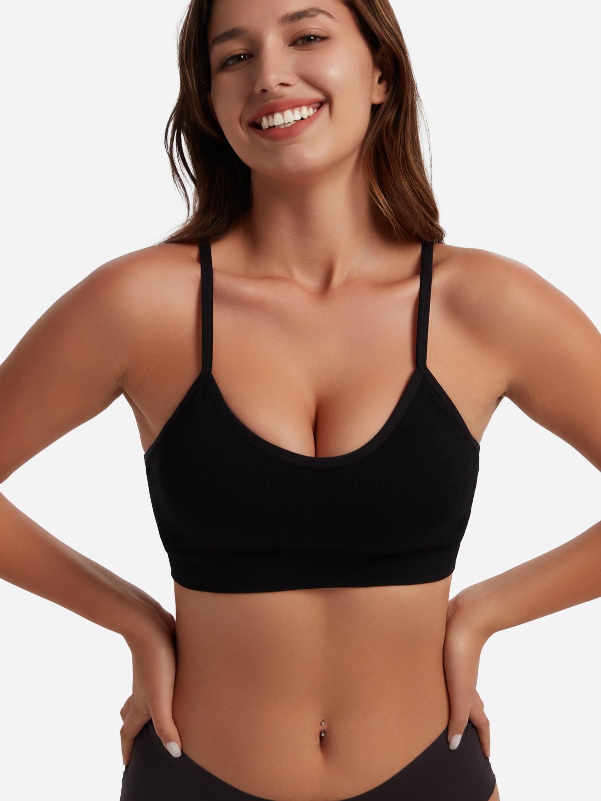 HBselect 4Pcs Sujetador sin Aros para Mujer Cómodo Bralette Mujer sin Costuras, Bralette Confeccionado en Microfibra Tipo Top, Sujetador Elastizado sin Costuras