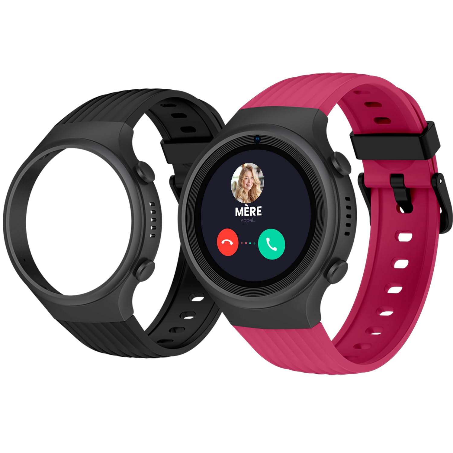 SPC Smartee 4G Junior - Montre connectée pour Enfants avec GPS, appels vidéo et Bouton SOS | Écran 1,2 po, Double Bracelet Marron et Noir et Mode Tracker| Mode École | Gestion Depuis l'app Smart Clan