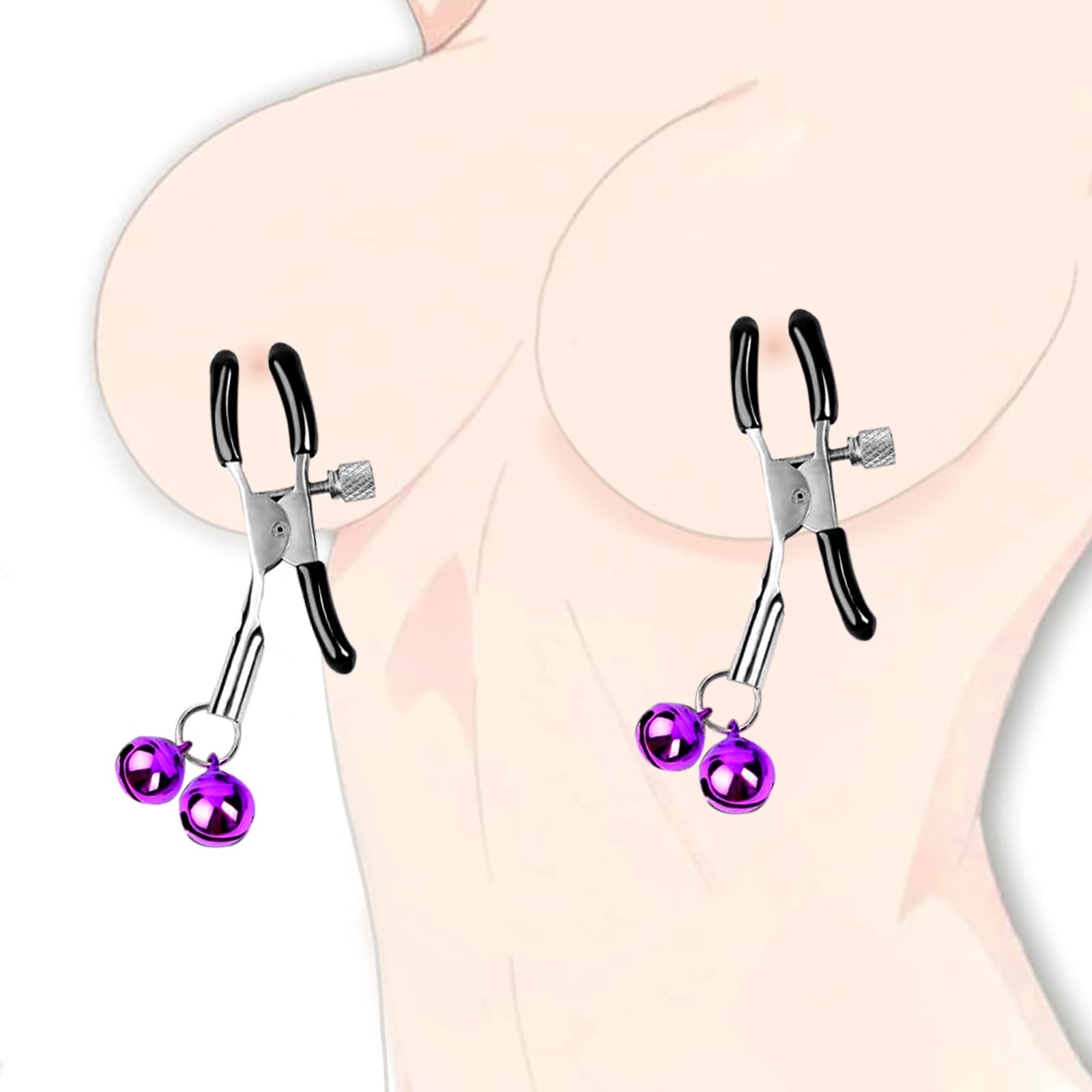 2Pcs BDSM Nipple Clamps Adjustable Metal Nipple Toys with Bell Bondage Sex Toys for Women Couples Nipple Clips