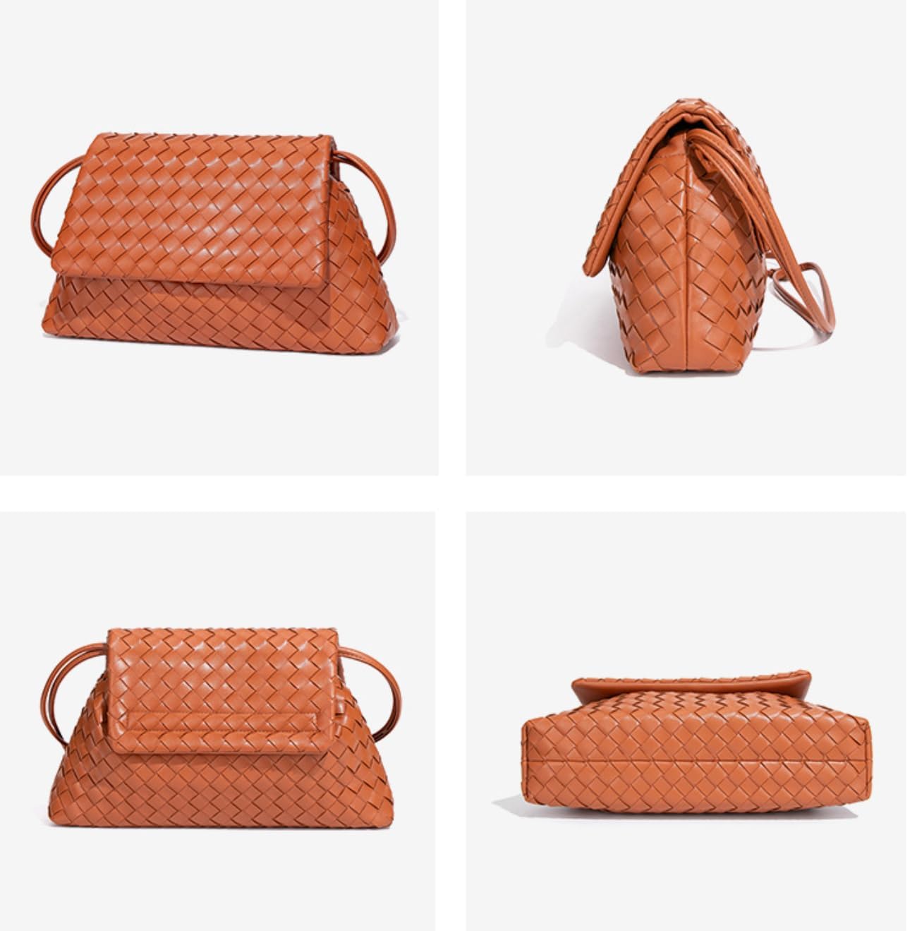 Borsa Hobo Intrecciata Per Donna in PU, Borsa A Spalla Con Patta Magnetica, Tracolla Regolabile Grande Capacità Per Uso Quotidiano Lavoro E Shopping