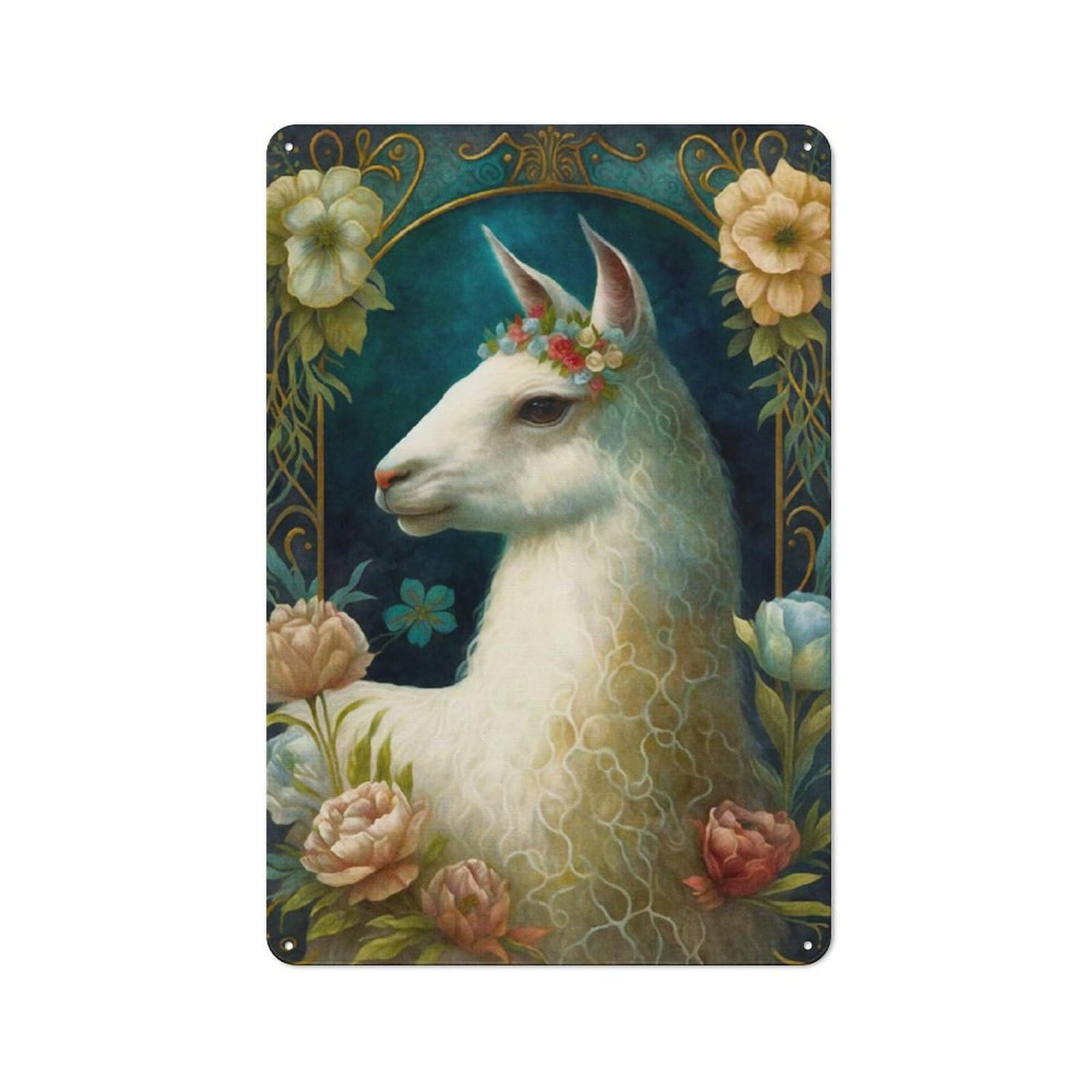 Junmoney The Llama Rustic Metal Plaque 30X20cm For Lounge Or Reading Corner, For Home Office, Studio And Craft Room Walls