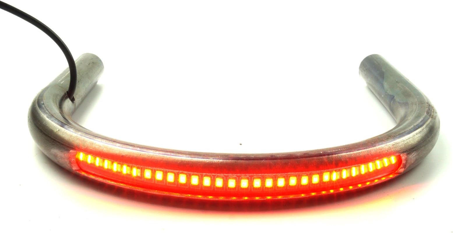 230mm 9.06 inch Width Retro Motorcycle Cafe Racer Seat Frame Hoop Brat Loop with LED Strip Brake Light Turn Singal Tail Light