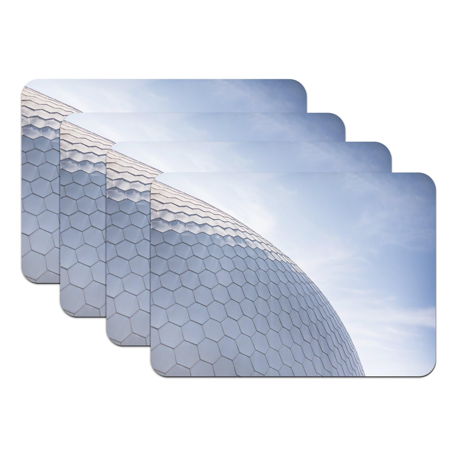 Lot de 4 sets de table motif architecture géométrique dessous caoutchouc lavable