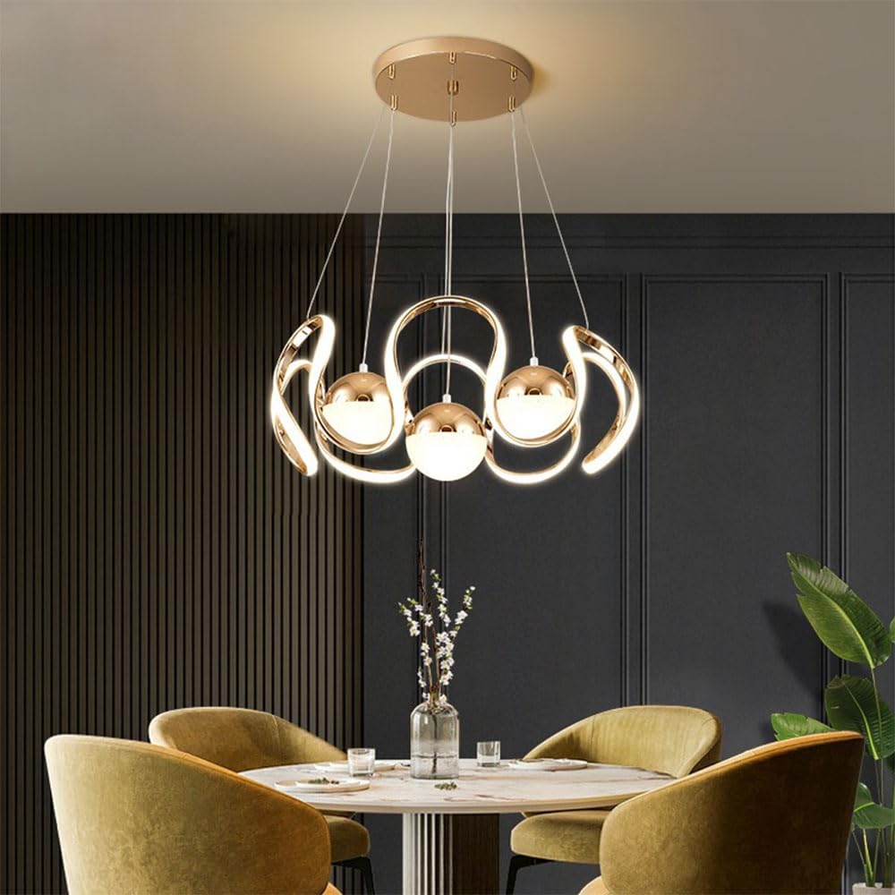 Lampe suspendue LED 3 boules réglable et design en aluminium chic