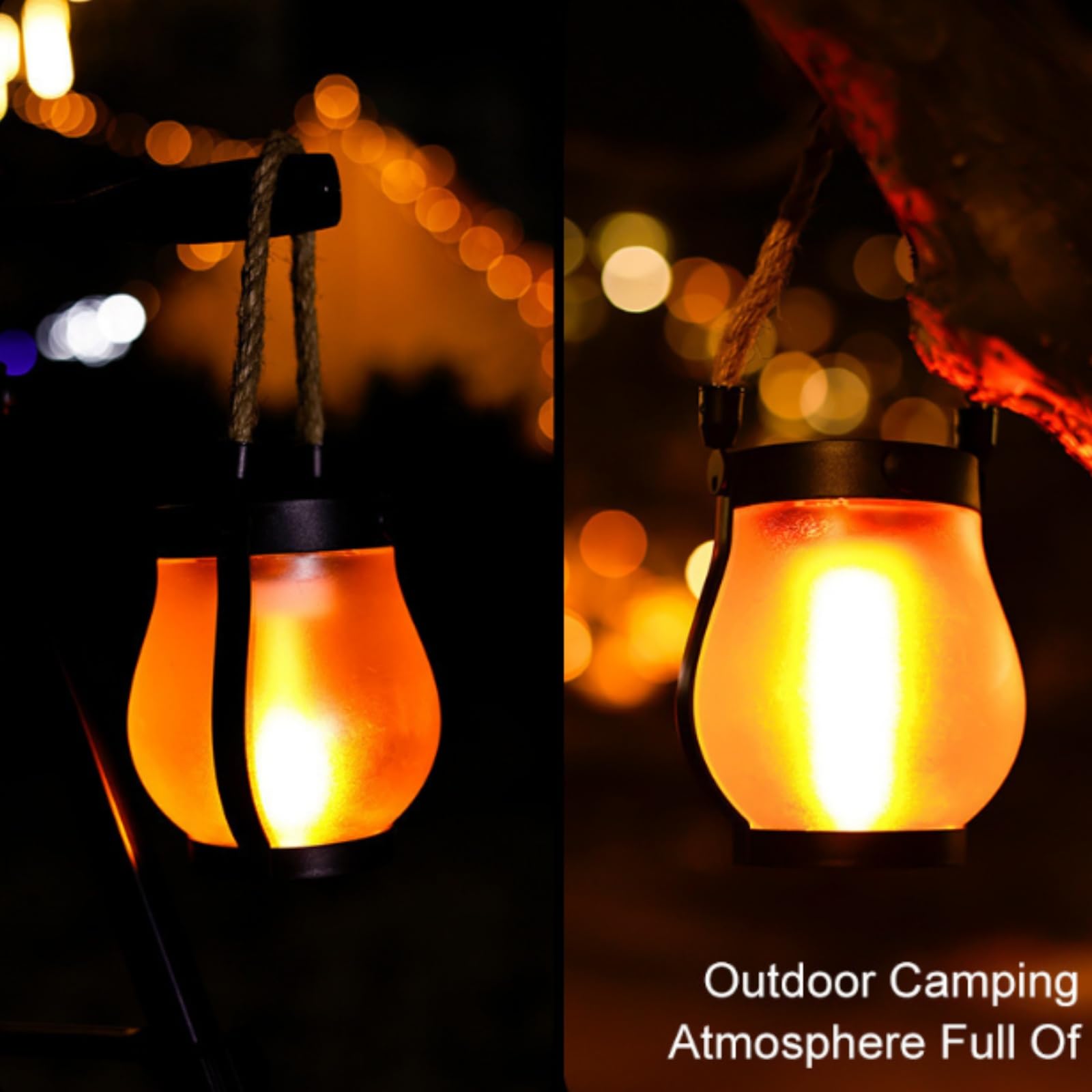 Llamaviva Farol Con Efecto De Fuego Realista - Carga Solar & USB-C, 2 Modos de Iluminación, Encendido Automático