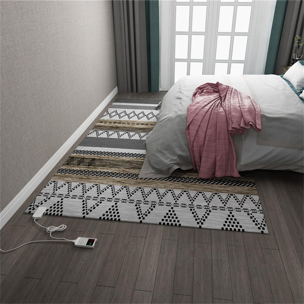 Grafenowy elektryczny dywan grzewczy, promiennik podłogowy na podczerwień, szybka podkładka grzewcza z timerem, do salonu, sypialni, biura, 150 x 200 cm, wygodny dywanik
