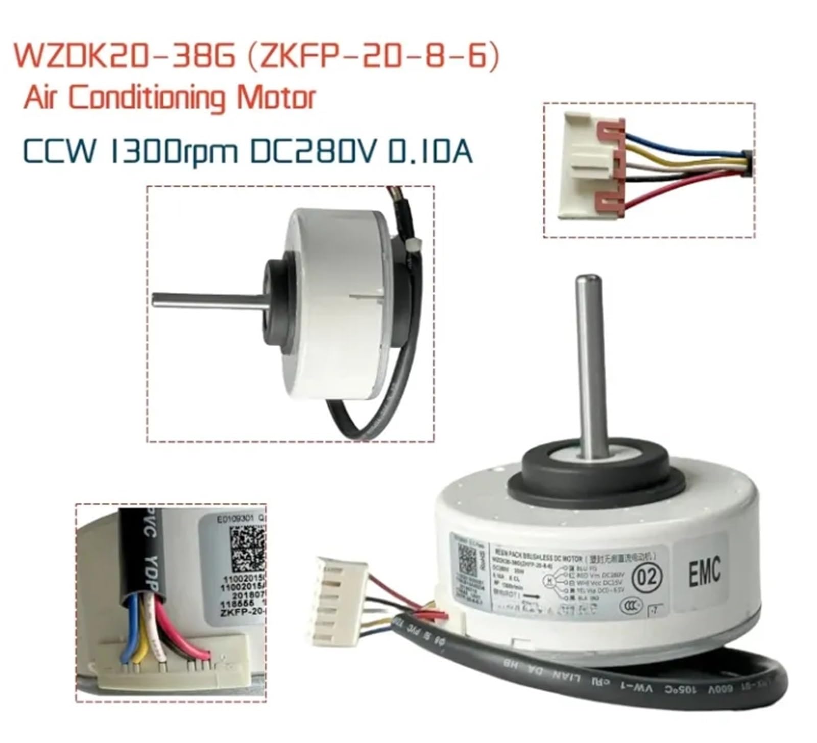10er-Pack Klimaanlagenmotor WZDK20-38G ZKFP-20-8-6 DC Bürstenloser Lüftermotor, 20 W Inverter-Klimaanlage Bürstenloser DC-Motor