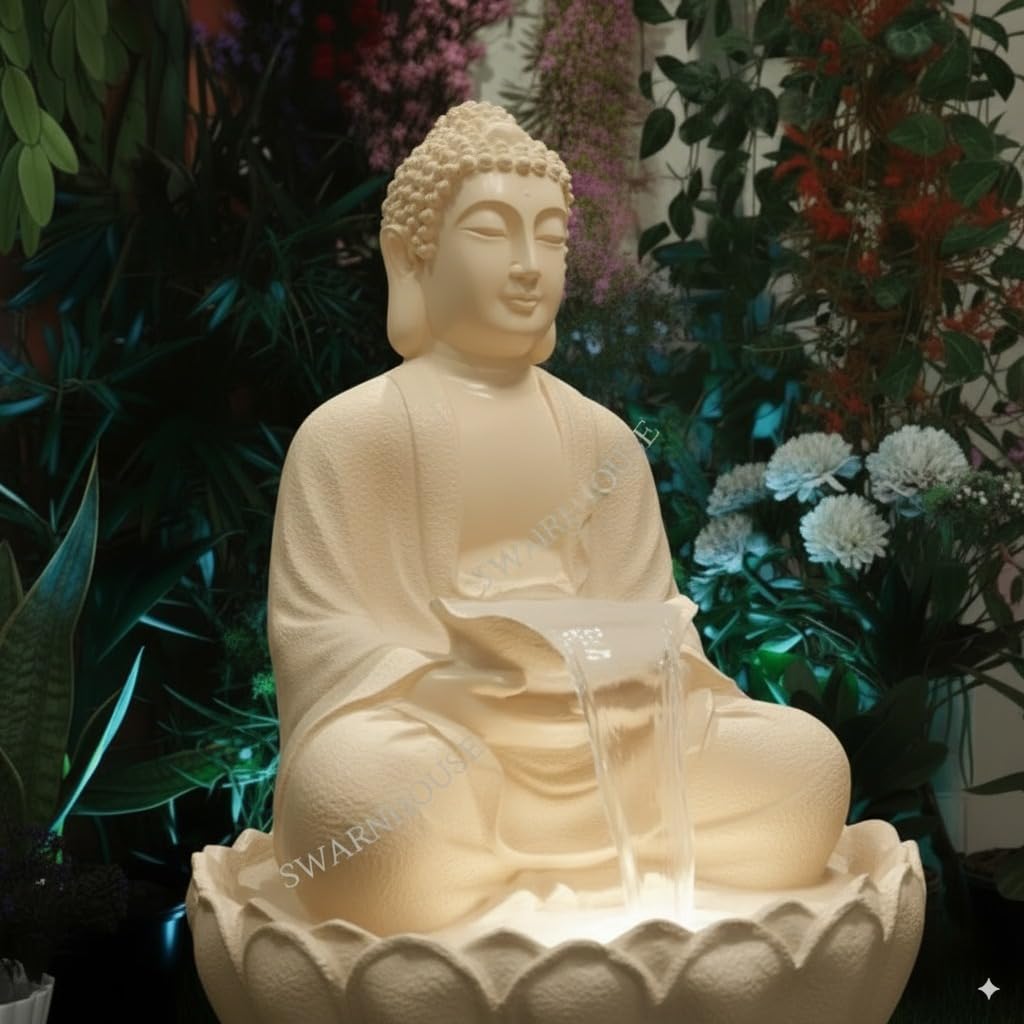 Premium Large 91 cm Buddha Water Fountain Sculpture, Outdoor Garden Decor (Design 7)
