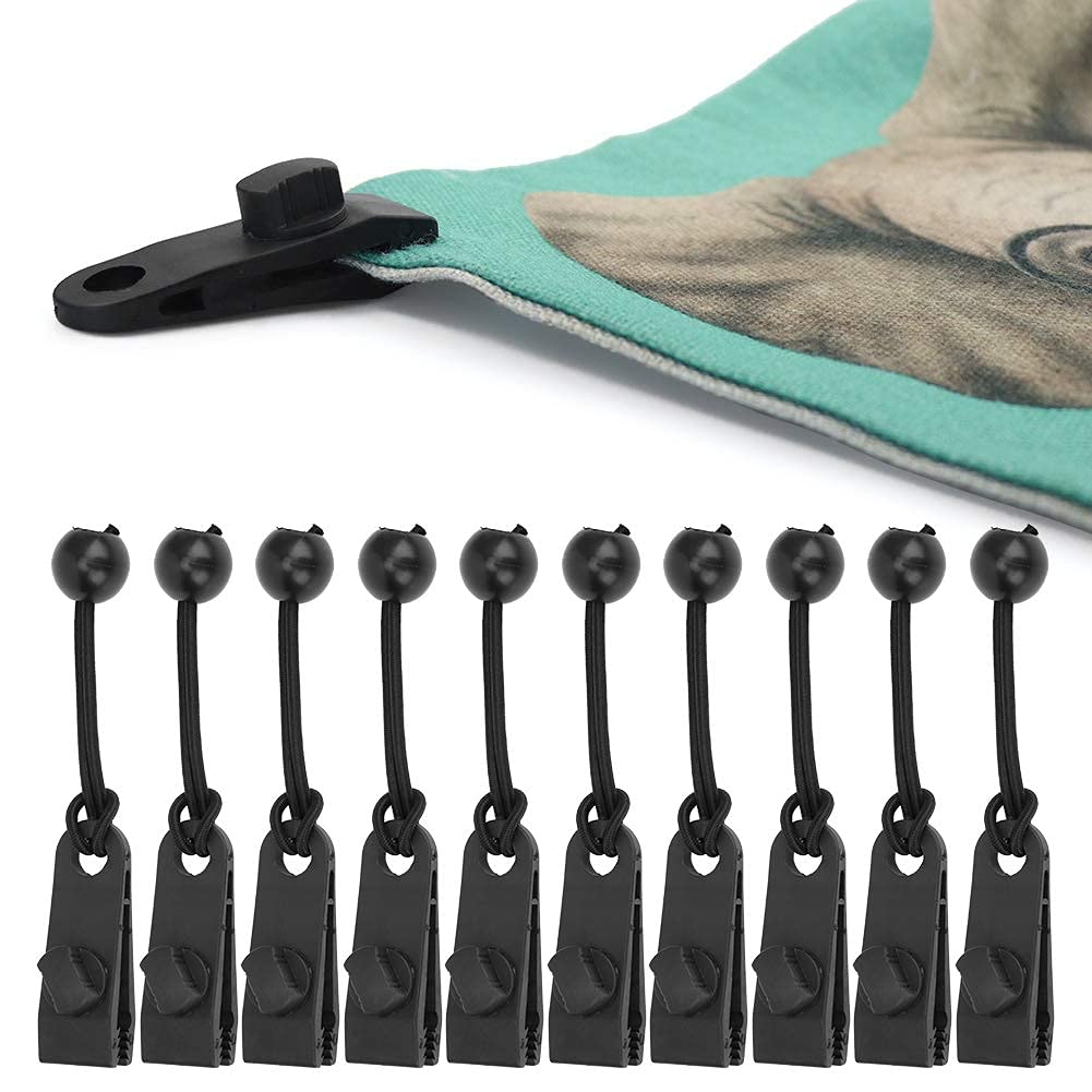 Alomejor 10 Piezas Clips de Lona para Carpa, Abrazadera de fijación con cordón elástico