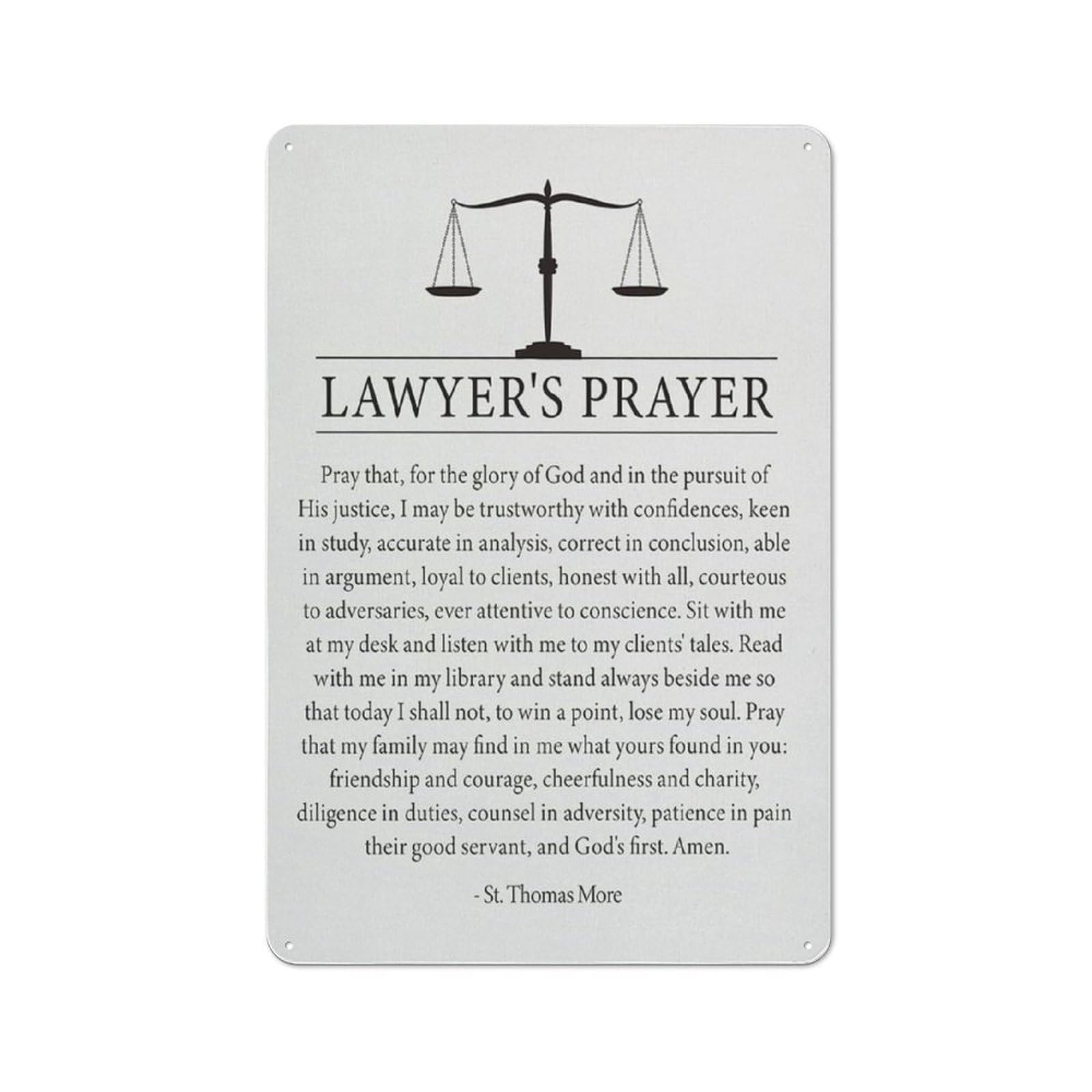 ACDOET Rustic Metal Tin Sign Lawyer’S Prayer Print Wall Art Law Office Decor Modern Lawyer Painting Poster Artwork Lawyers Gifts 8x12 Inch