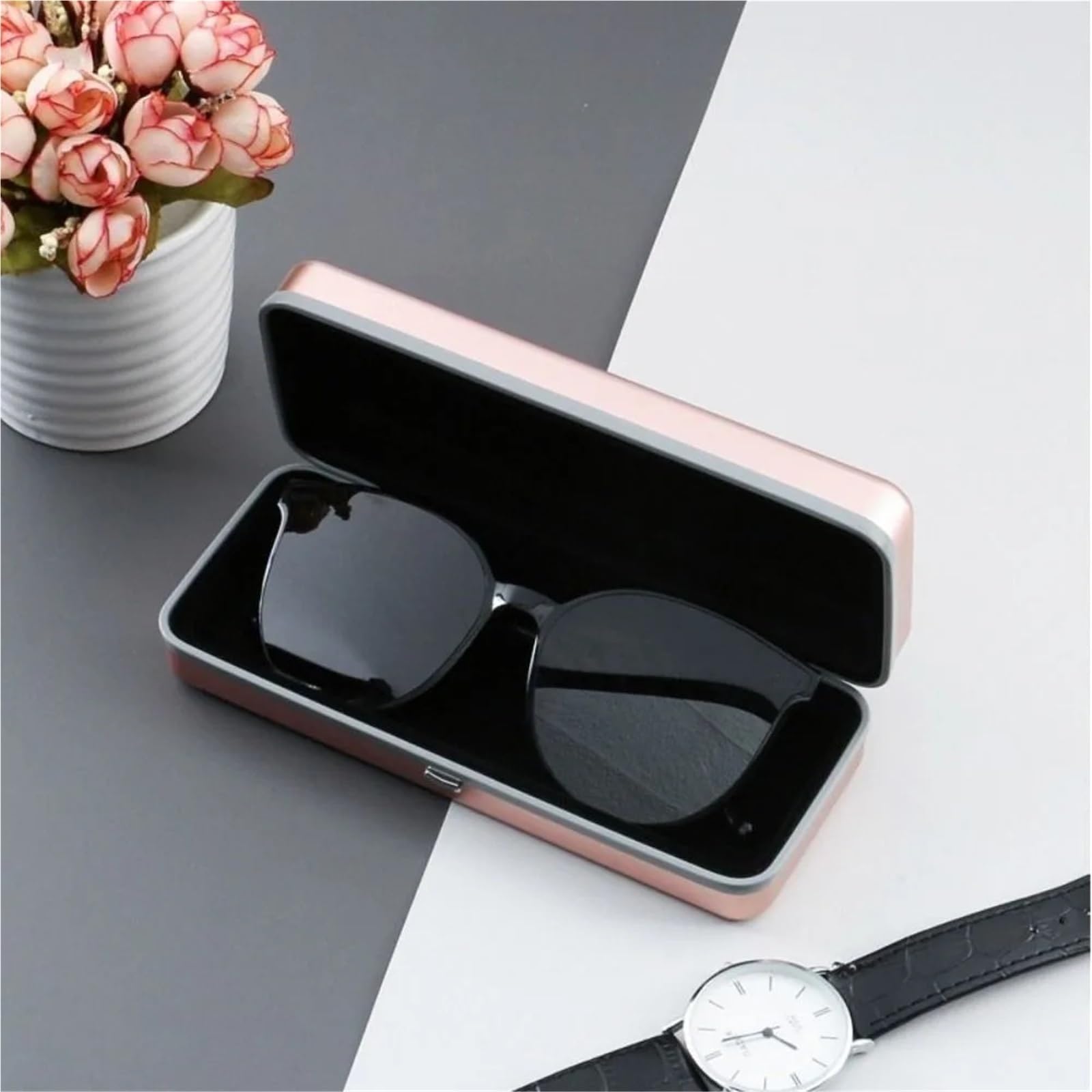 Étui à lunettes en aluminium, boîte rigide for de vue et lecture