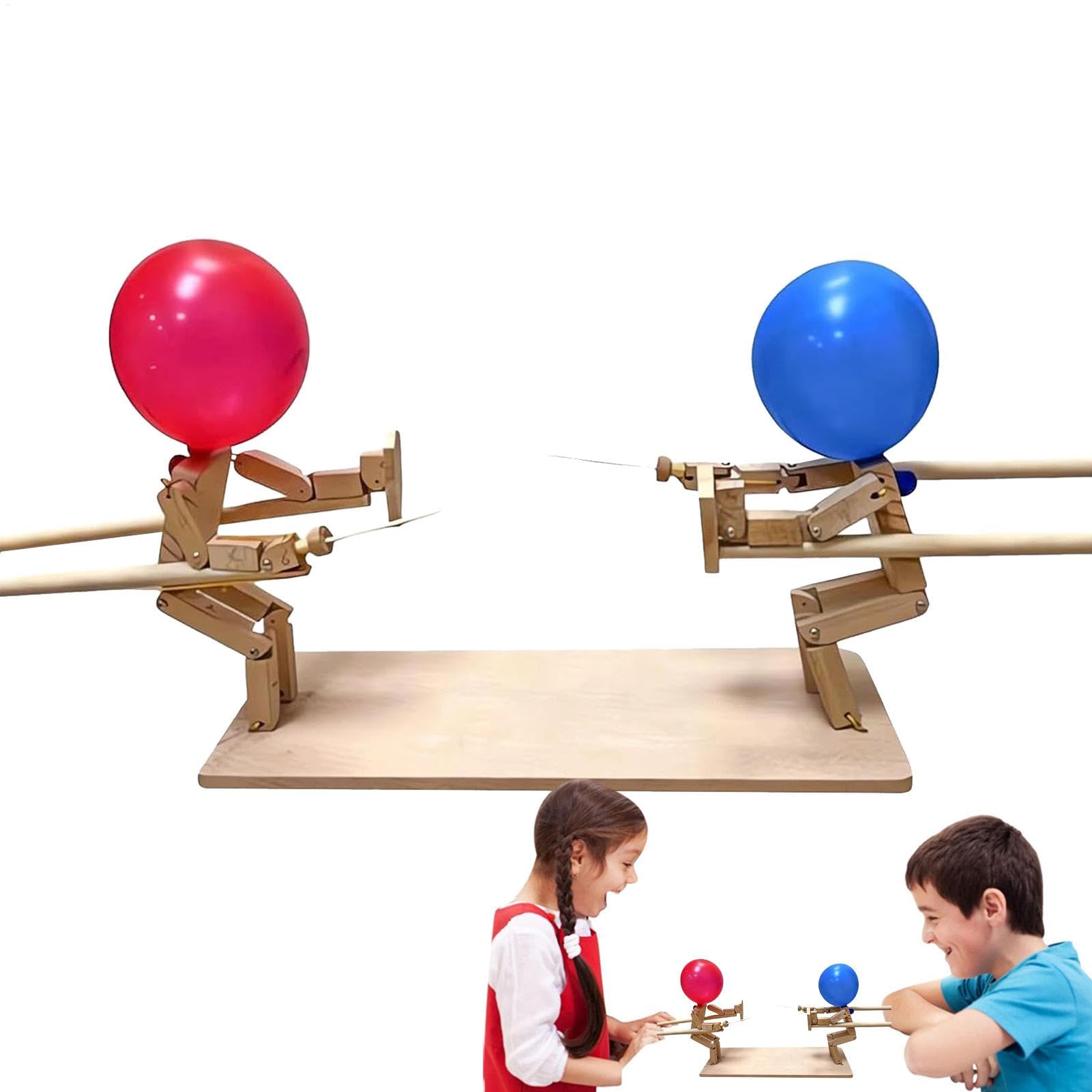 Wood Balloon Game | 2-Player Balloon Bam-boo Man Battle Game | Wood Fighting Balloon Game | Handmade Wooden Fencing Puppet Set | Balloon Interactive Game Battle | Improve Thinking Ability Family Game