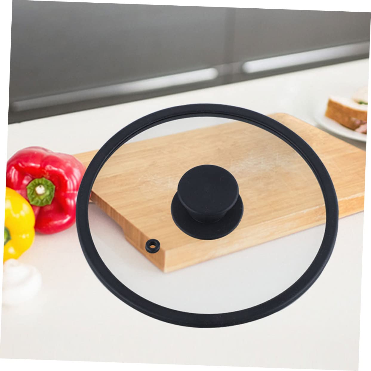 1pièce Couvercle Verre Trempé Avec Bord Silicone Noir Couvercle De Casserole Résistant Chaleur Et Ergonomique Pour Conserver Nutriments Et Saveurs