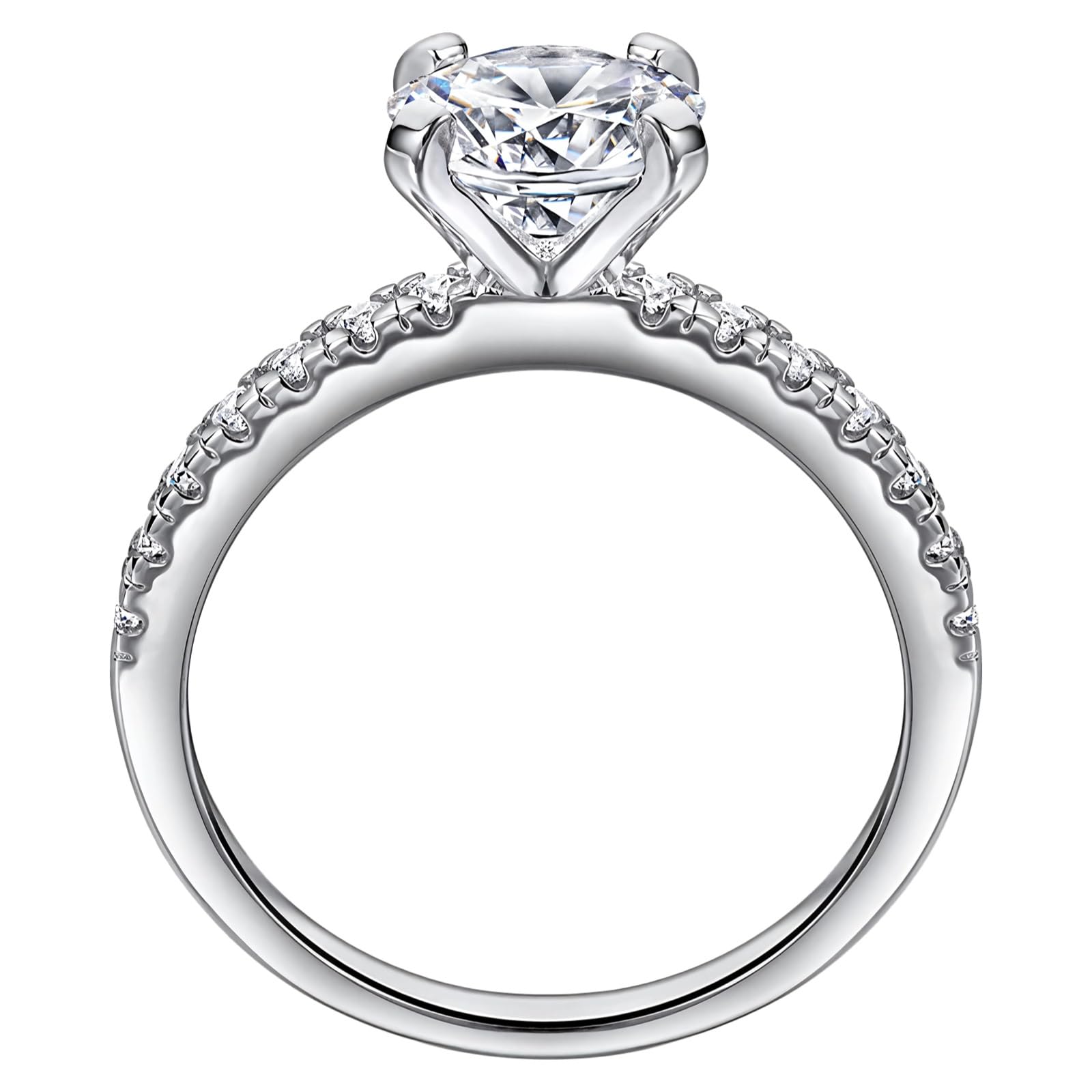 Bague fiançailles moissanite 7,0mm couleur D clarté VVS1 argent 925 vintage
