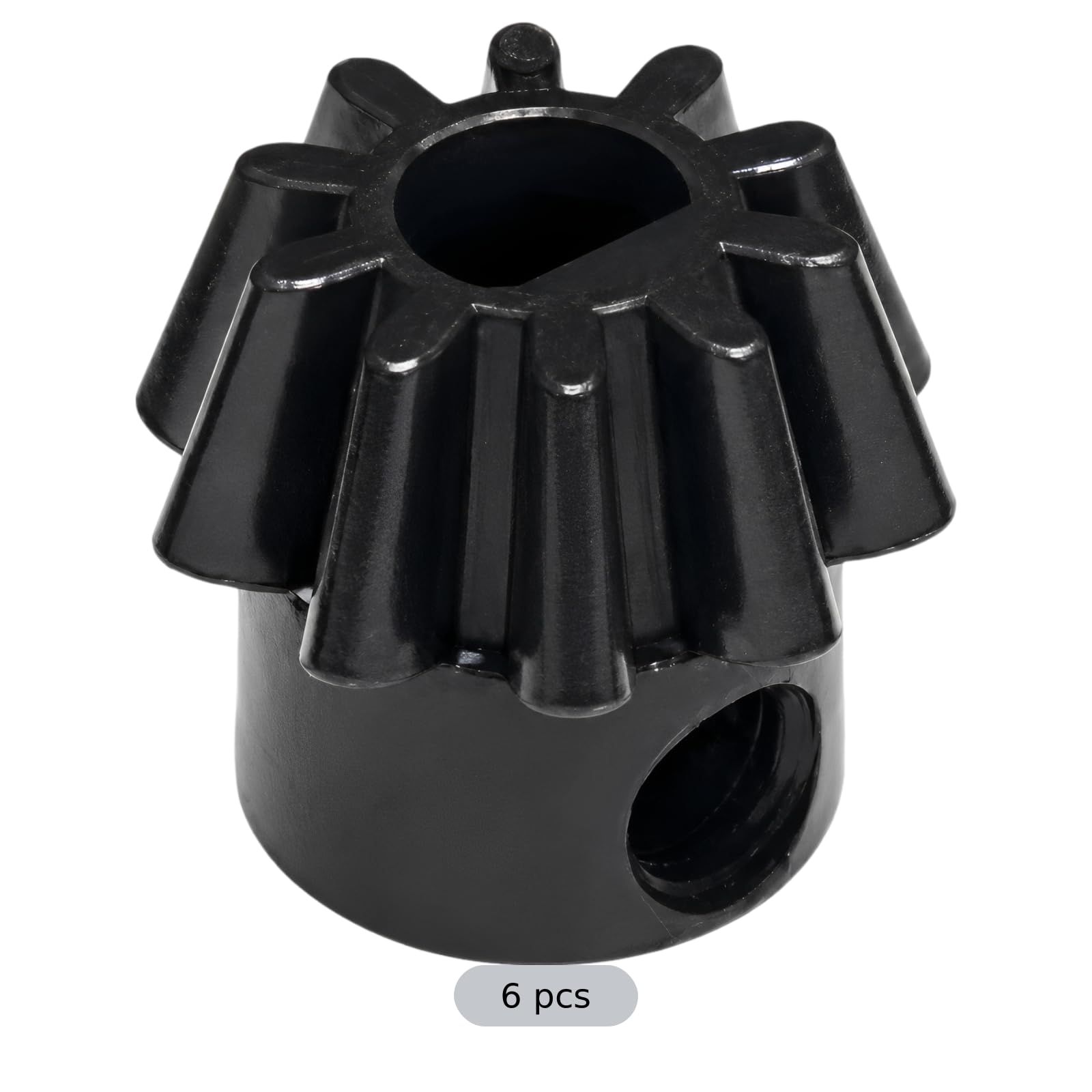 6 Stück Kegelrad Set, kleines Kegelritzel mit Mittel- und Seitenloch, schwarze Kunststoffzahnräder für Motorantrieb, Hardware mechanische Rotation, DIY Projekte