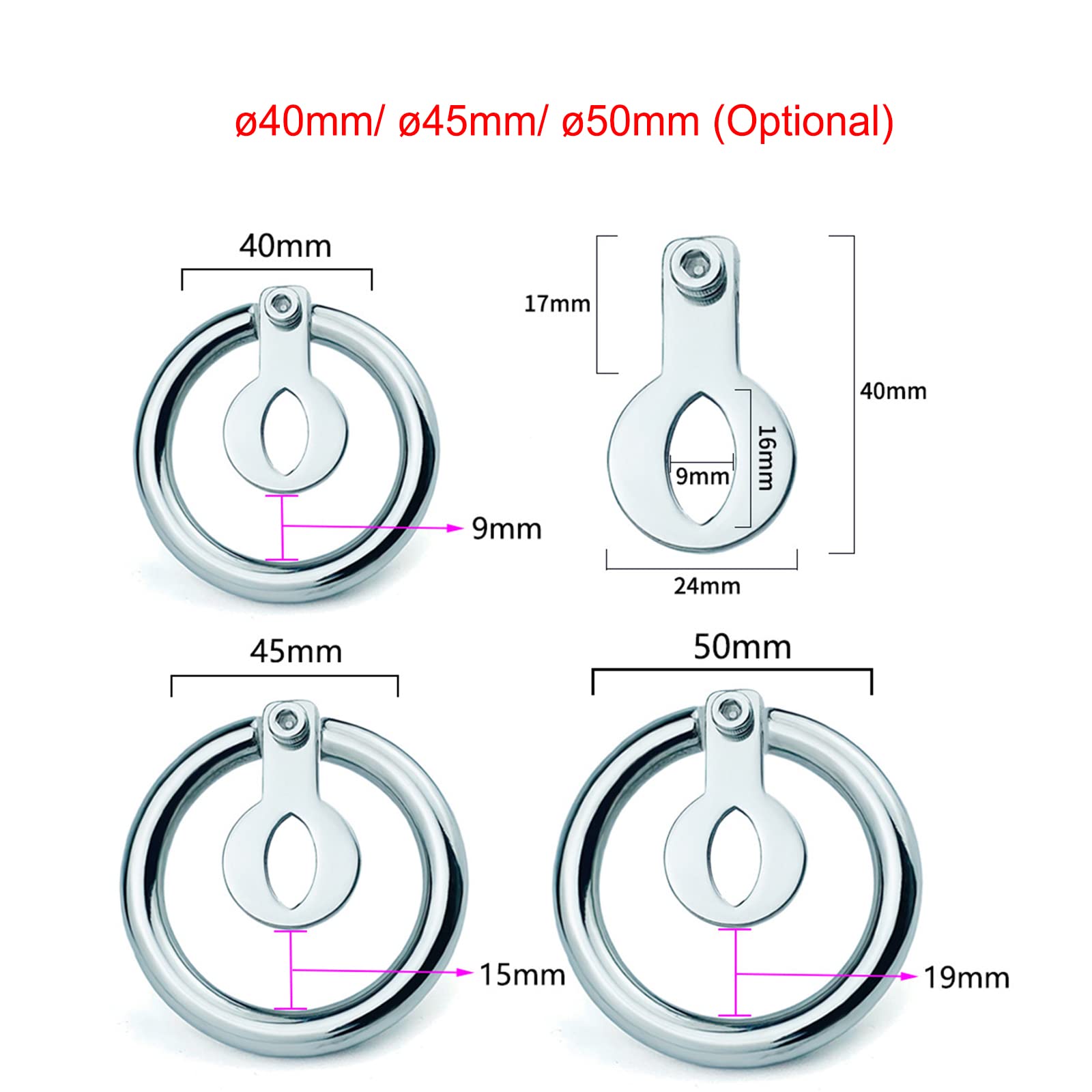 Cage à pénis en acier inoxydable, ceinture de chasteté pour hommes SM Bondage, anneau pénien, cage à coq, cage de chasteté, dispositif de chasteté respirant, jouet sexuel(Ø40mm)