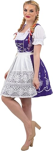 Miniatura 5 de Vestido corto para mujer Dirndl alemán camarera bordada Oktoberfest púrpura