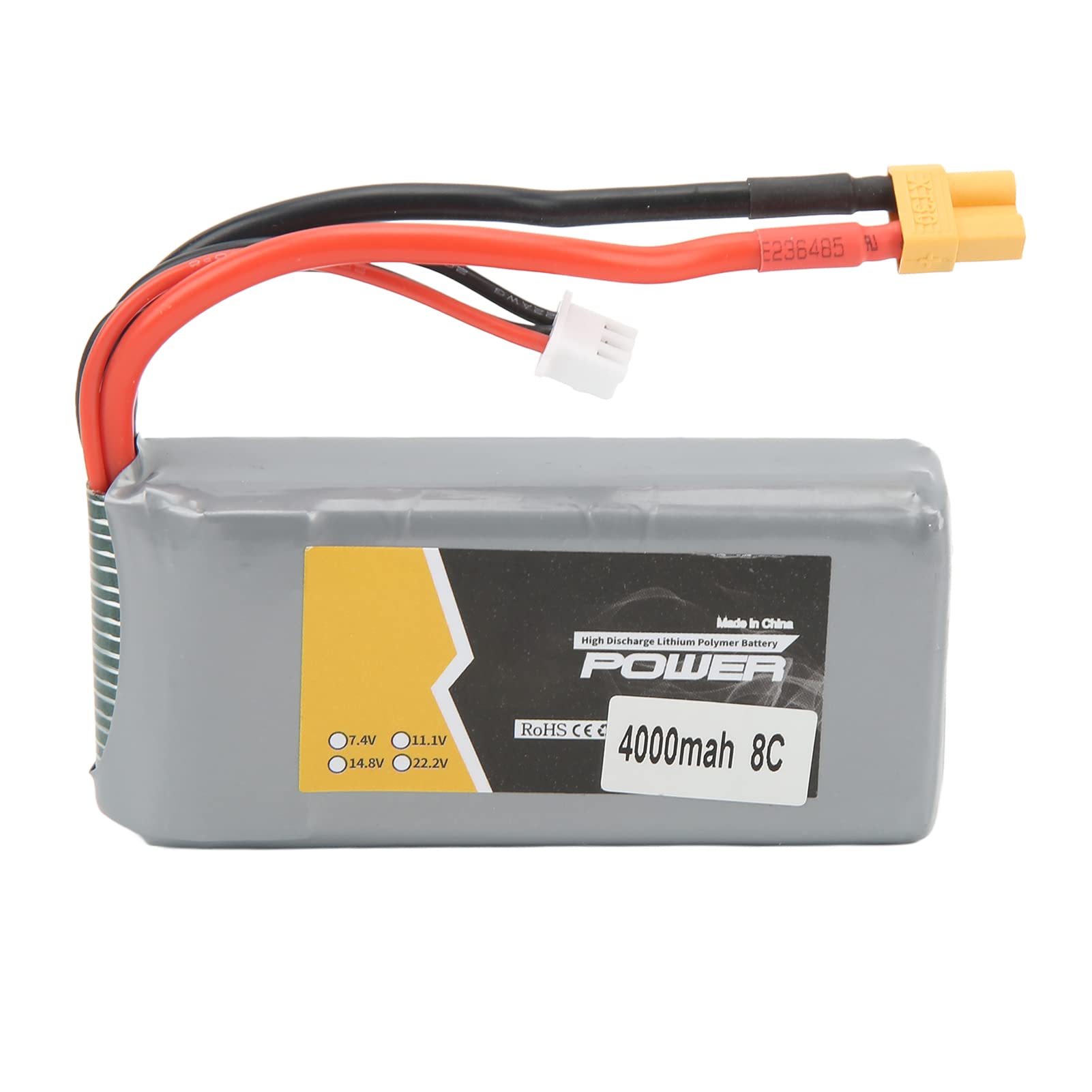 gernie Lipo Battery 4000mAh 7.4V 8C RC Lipo Batteries for RC Airplane, RC Helicopter, RC Car, RC Truck, RC Boat, Female Plug RC 4000mAh Lipo Battery, High Conversion Rate