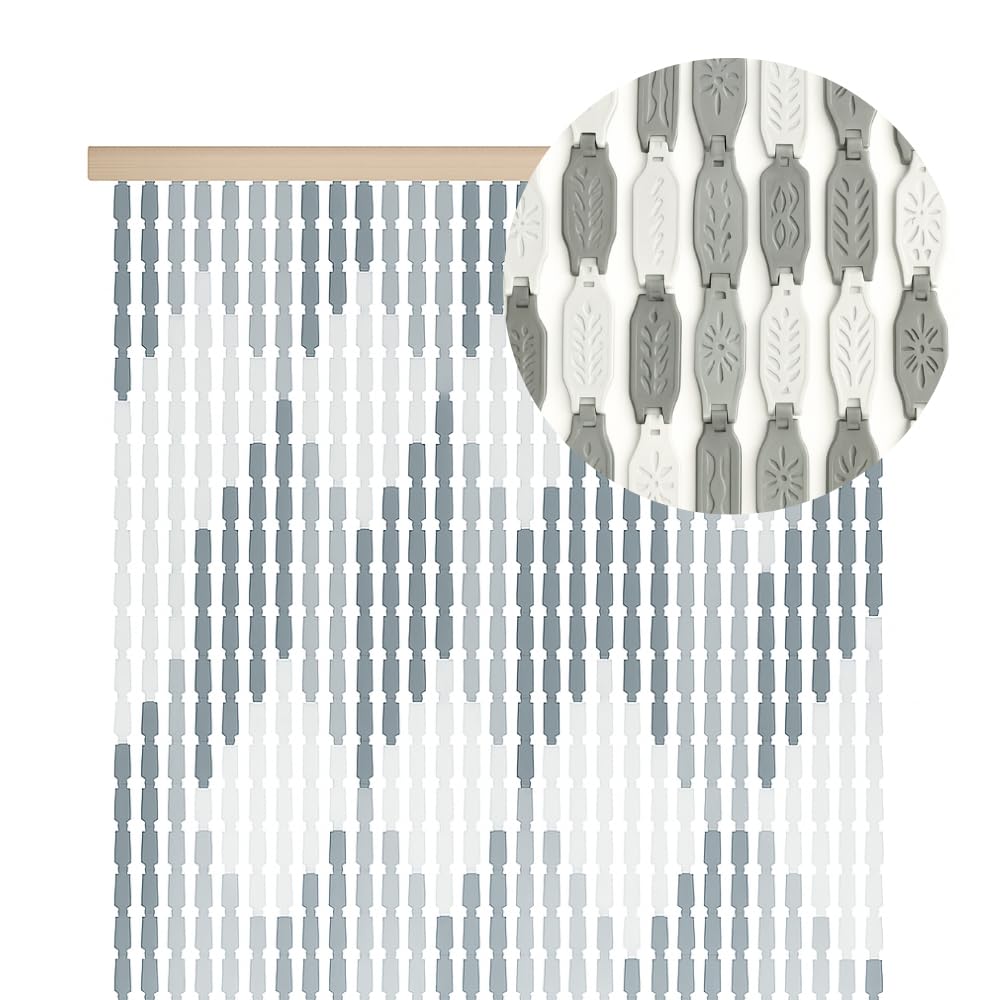 VIRSUS Tenda a Piastrine Antimosche in PVC 4130, misura 120x230 cm, tenda per porte e finestre, moschiera a pannello, Frangivista e Decorazione, zanzariera per insetti (Rombi Bianchi e Grigi)
