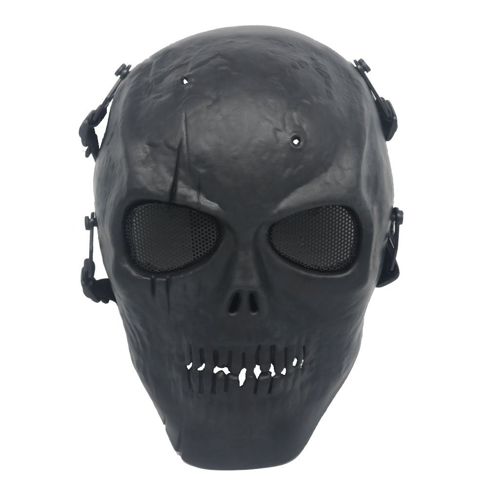 Ecloud Shop Black Army Skull Skeleton Airsoft Paintball BB Gun Game Face Mask DIY Mask Personality Free Design Halloween Mask (Black)