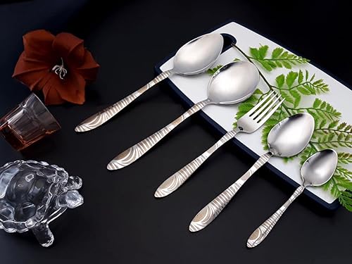 Juego de cubiertos de 24 piezas, vajilla duradera de acero inoxidable 180 en tamaño y peso de diseño ergonómico, apto para lavavajillas