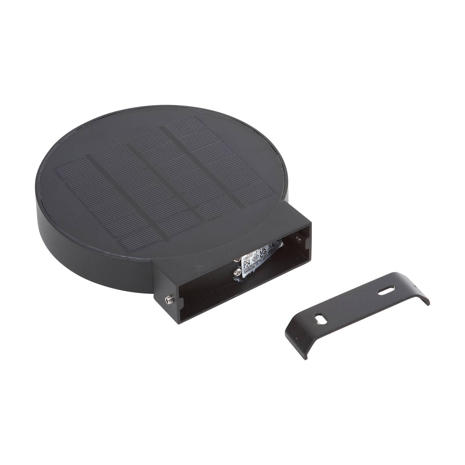 Lucande Tavon lampa solarna LED, zewnętrzna, ściemniana z czujnikiem ruchu (ochrona przed pryskającą wodą (nowoczesna) w kolorze czarnym z aluminium (1 żarówka) – solarna lampa ścienna do użytku na