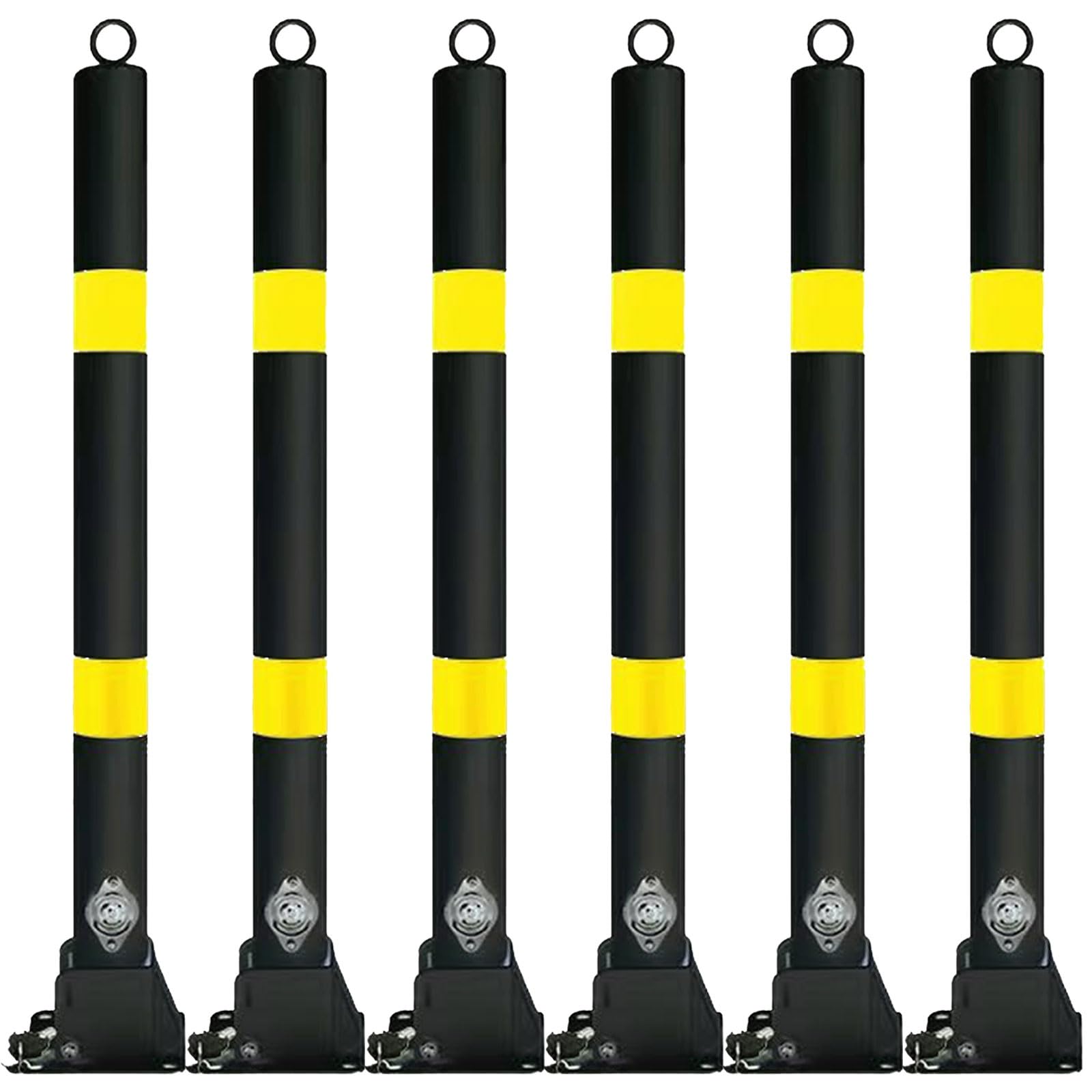 WDSOPK Parking Safety Bollards, Metal Bollard Parking, Driveway Barrier, Safety Bollard Post, Safety Bollard 2g Bollard for Traffic-Sensitive Area （Black-6pcs）