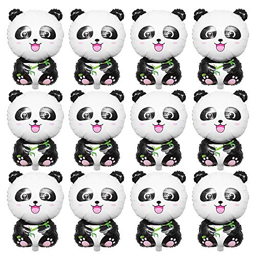 LZYMSZ 12 balões de panda bonitos, papel de alumínio Mylar Zoo Jungle animal balões, suprimentos de festa de panda para meninos, meninas, Panda, tema de aniversário, Baby Shower, decorações para
