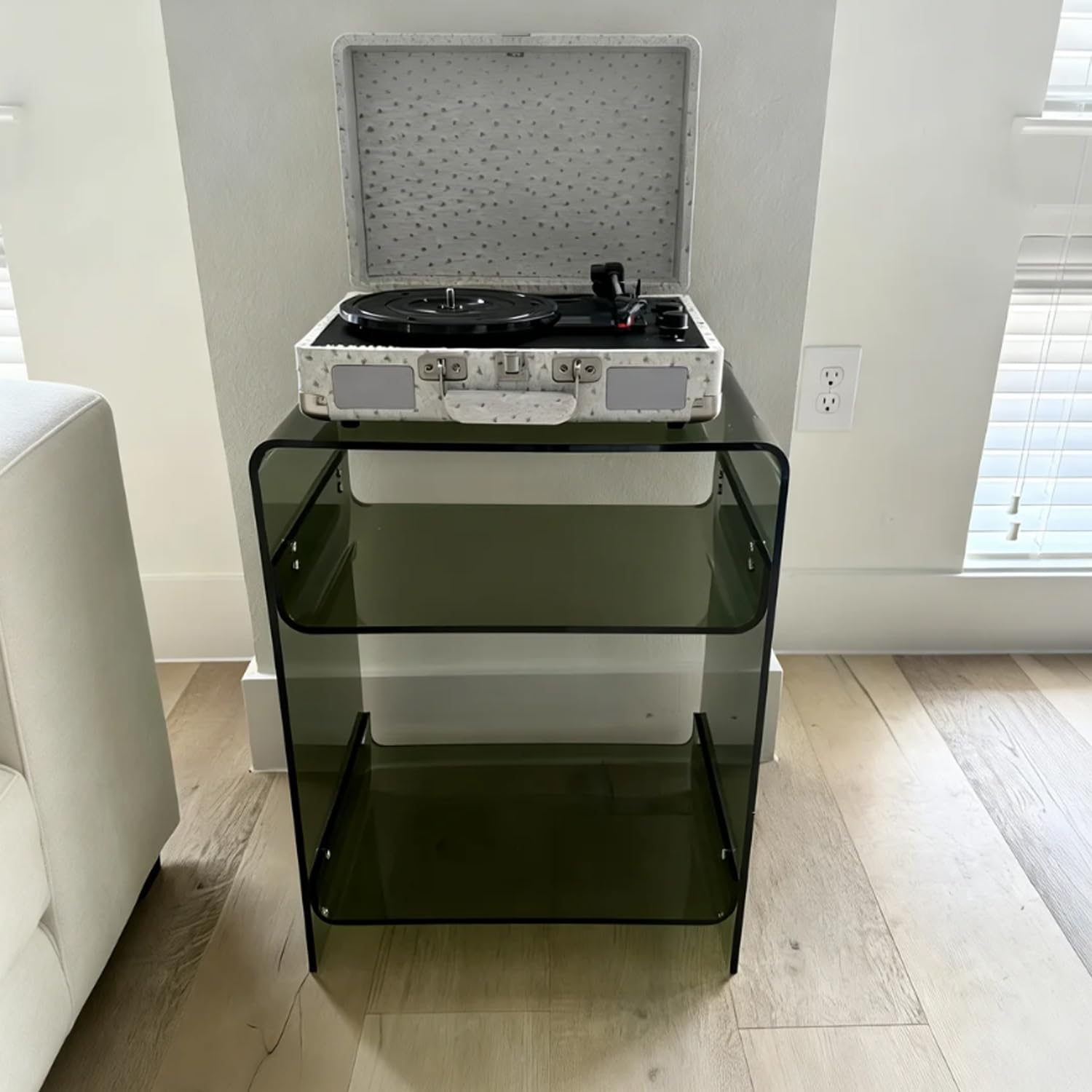 Mesa Auxiliar Acrilico, Mesita de Noche, Cristal Transparente, 45 x 30 x 58 cm (Verde)