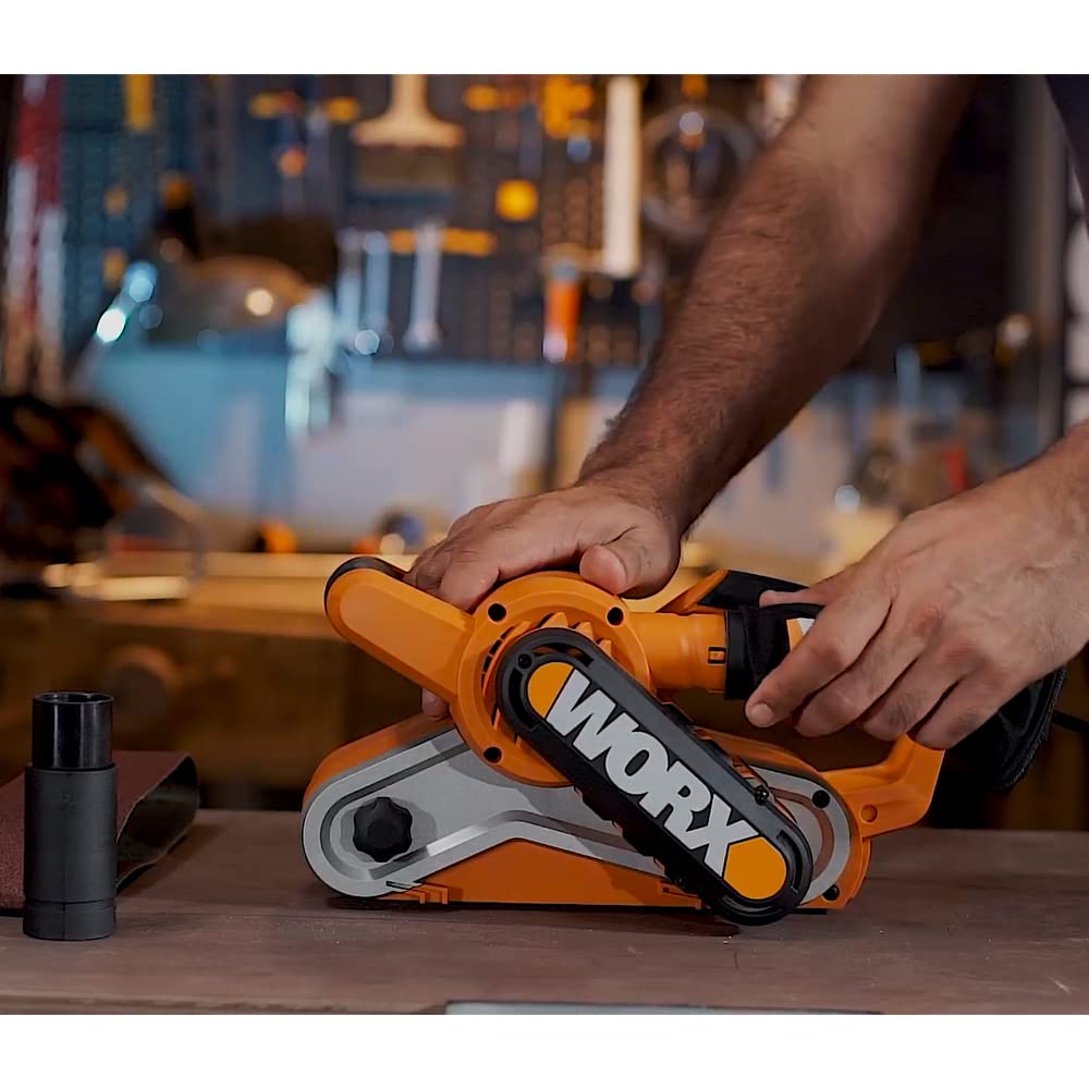 WORX Lijadora de Banda 950W | WX 661.1 | Superficie de lijado 76 x 130mm, sistema de autocentrado, cambio rápido de banda