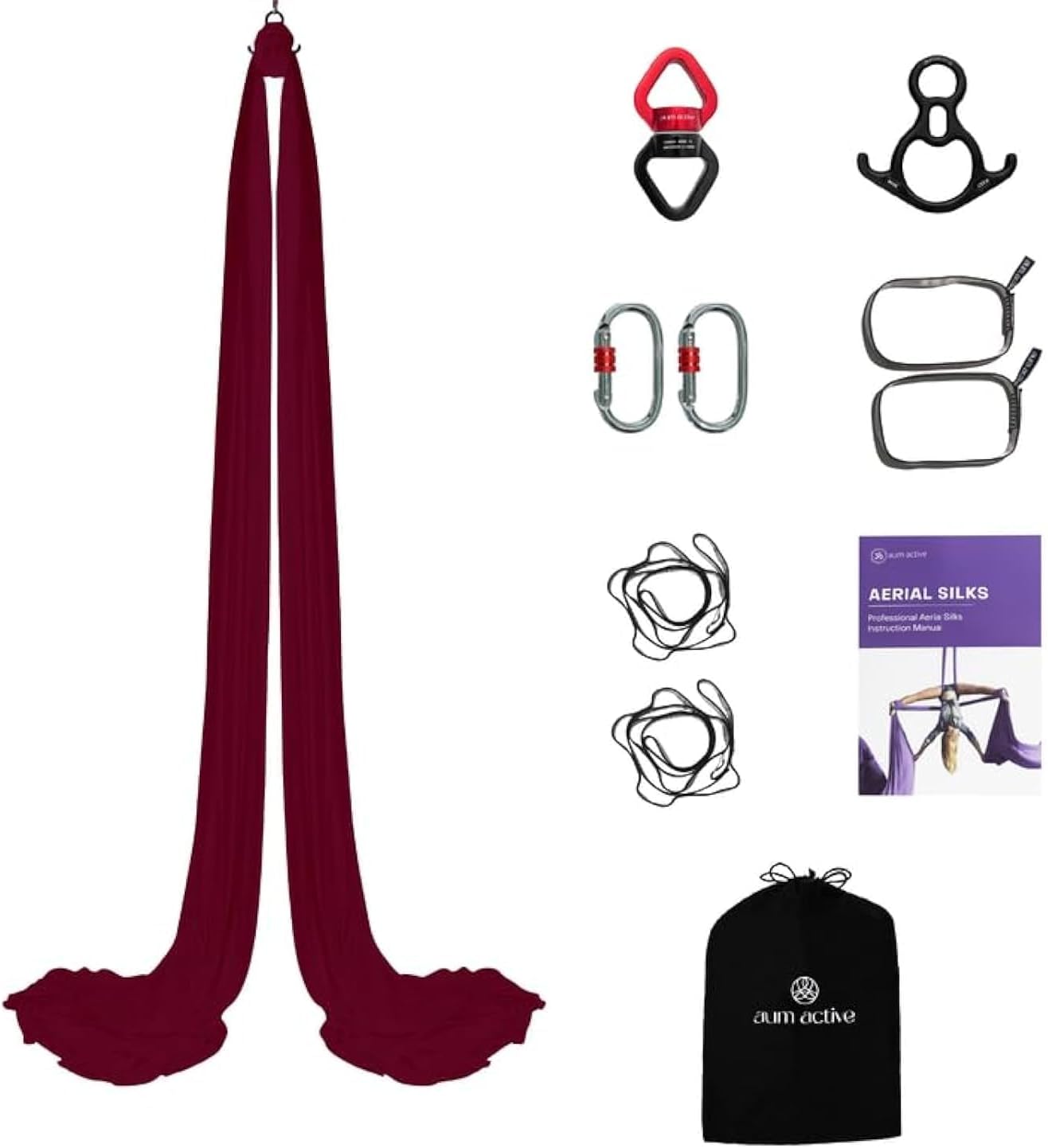 Aerial Silks Yoga Swing Kit 11 Yards | Durable for Home Gymnastics Acrobatic Flying Yoga | Tricot Fabric with Hardware, Swivel & Guide(Rigging Point Up to 18ft)