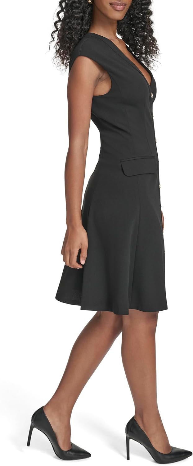 Tommy Hilfiger Womens Cap Sleeve Scuba Crepe Fit and Flare Dress - Image 2